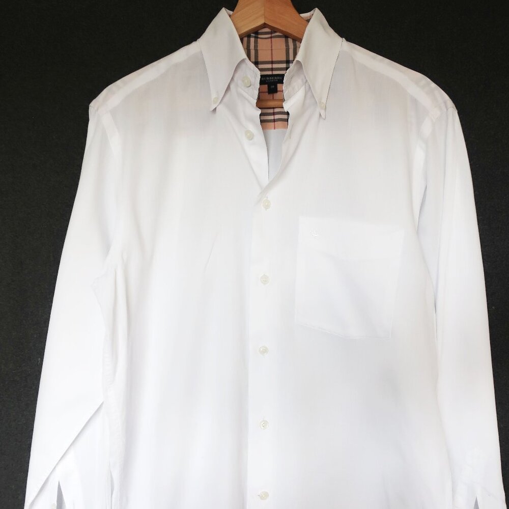 BURBERRY LONDON Size 38 (Large) Men’s Classic Fit White Button Down Dress Shirt